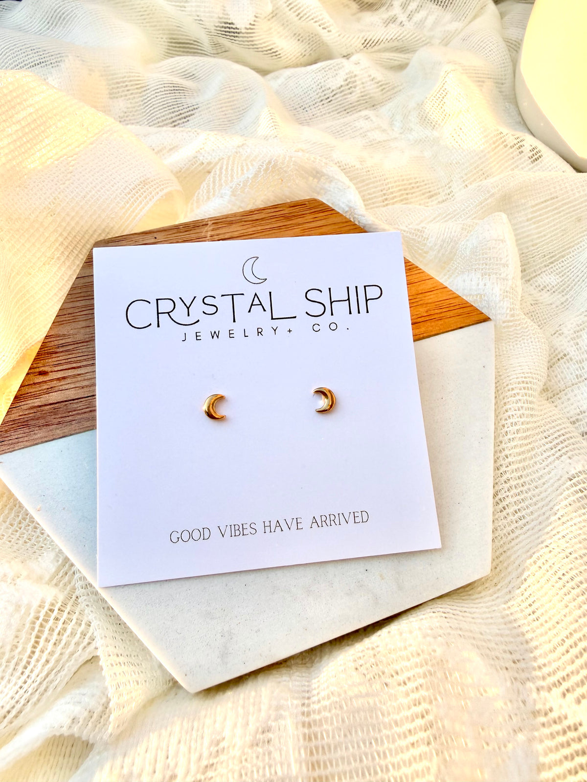 The Crystal Ship moon studs
